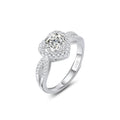 YBO Fashion Jewelry VVS Moissanite Cubic Zirconia 925 Sterling Silver Heart Engagement Rings Adjustable Wedding Rings Trendy