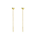 AA00587 Heart Line Tassel Peach Heart Long Earrings Chain Dangling Stud Earrings Long Tassel for Women