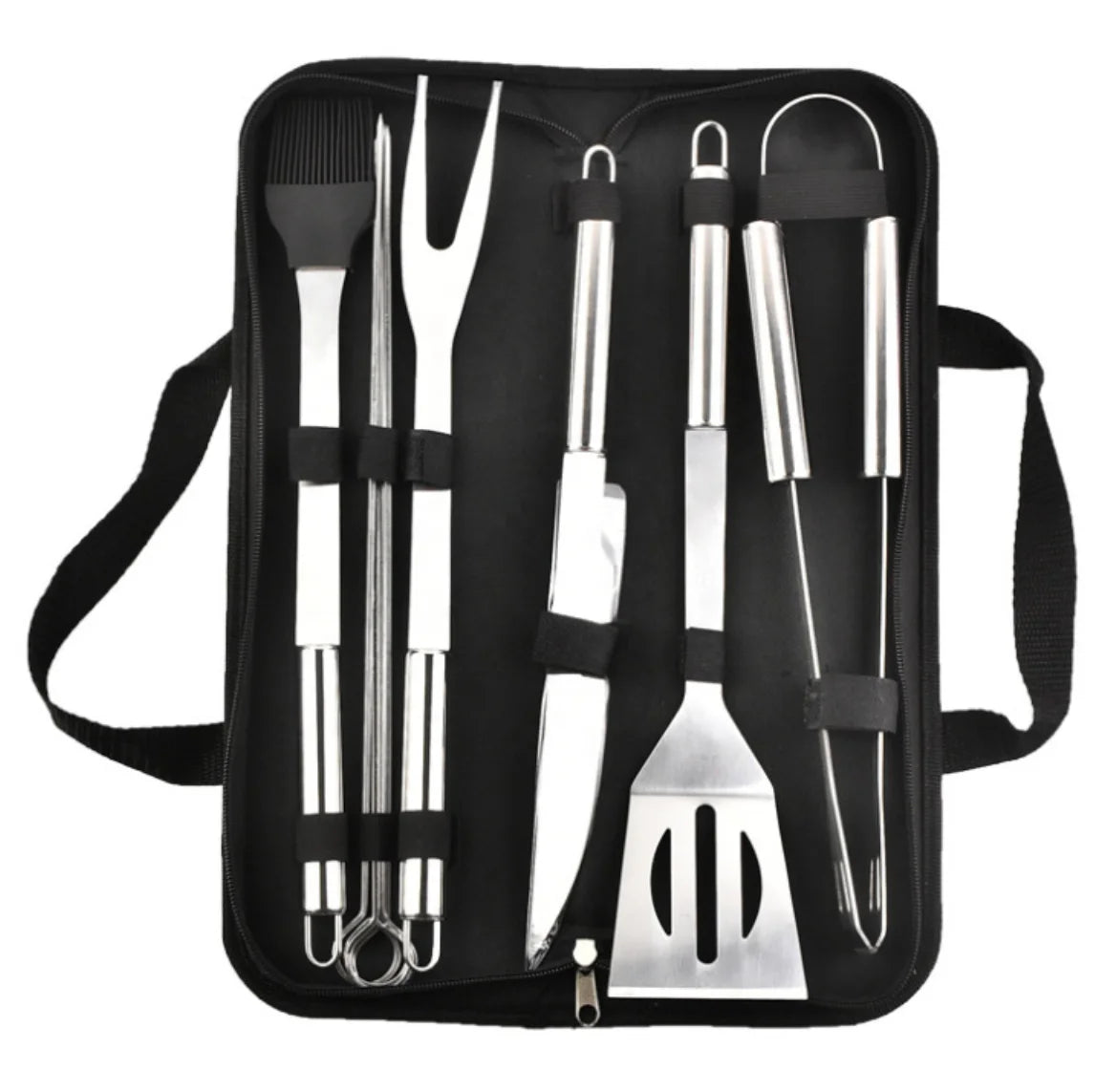 Hot Sale 3 PCS Stainless Steel Barbecue Tool Set with Cloth Bag Easy Cleaned Food Tong Fork Spatula for Barbecue Enthusiasts