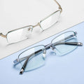 New Classic Square Anti-Blue Light Myopia Glasses Pure Titanium Half-Rim with TR90 Frame Material