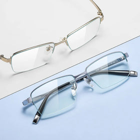 New Classic Square Anti-Blue Light Myopia Glasses Pure Titanium Half-Rim with TR90 Frame Material