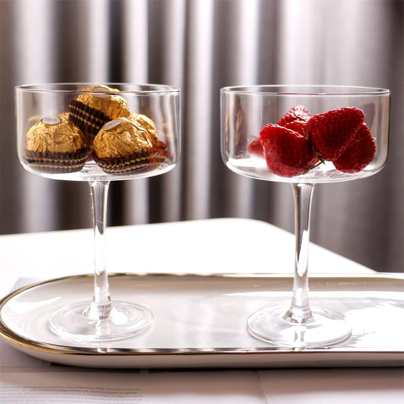 All-Purpose Handmade Lead-Free Crystal Cocktail Glasses with Custom Color Logo Design Small Quantity Standard Cake Holder MegaBDM