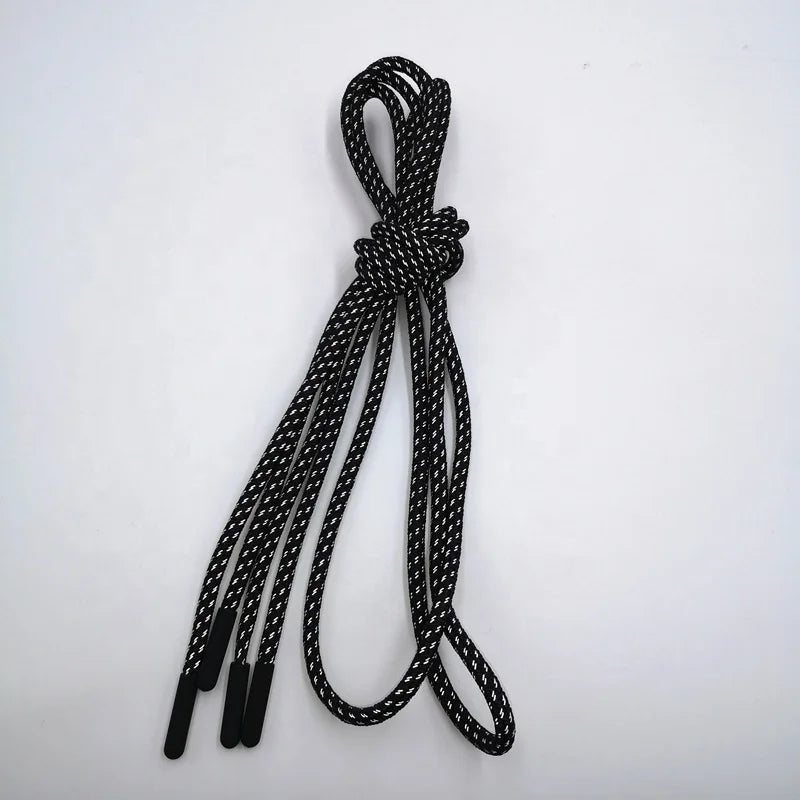 100% Polyester Eco-Friendly Reflective Braided Drawcord Transparent Tips 5-10mm Diameter for Shoes Bags Garments Home Textiles
