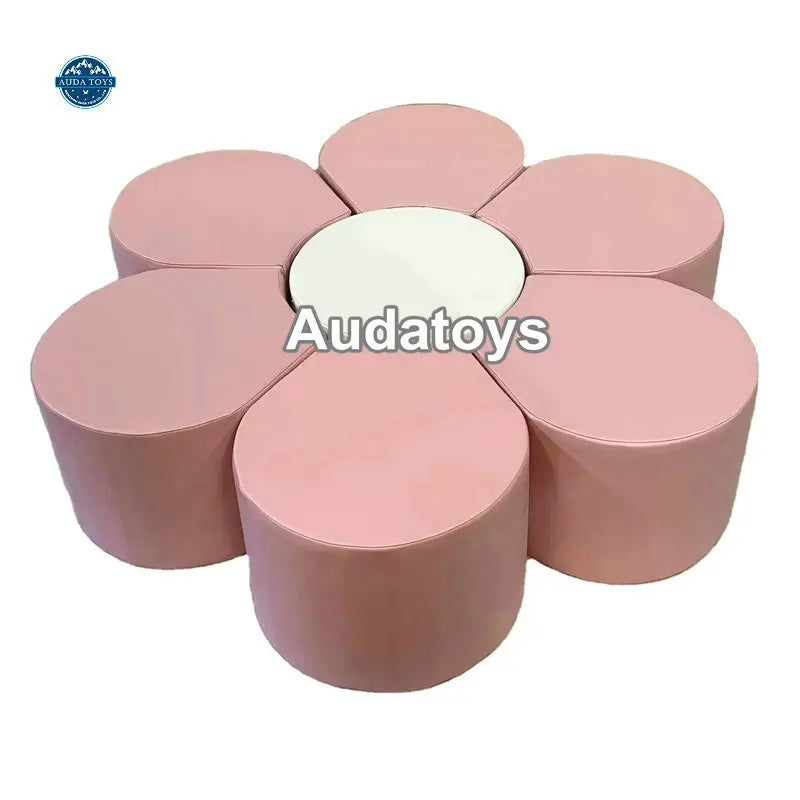 AUDATOYS 7pcs Soft Play Chair Set for Kids Pink White Business Style PE Material 100-500kg Capacity for Parties Mall Shopping
