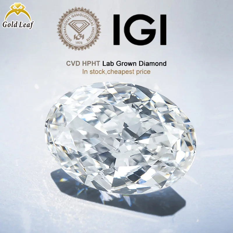 Goldleaf IGI & for Certified 1-2 Carat Oval Cut Loose Lab Grown Diamond D Color VVS/VS Clarity Jewelry Making Wholesale