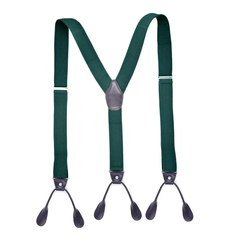 3.5x120cm Fashion Suspenders Leather 6 Clips Brace Male Vintage Casual Wedding Party Trousers Strap Husband's Gift