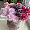 Wholesale Silk 7 Heads White Artificial Flowers Rose Bouquet for Wedding Decoration