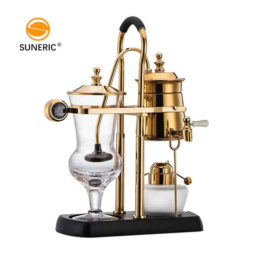 Stainless Steel Gold Alcohol Lamp Syphon Siphon Espresso Coffee Pot Belgium Royal Belgian Coffee Maker
