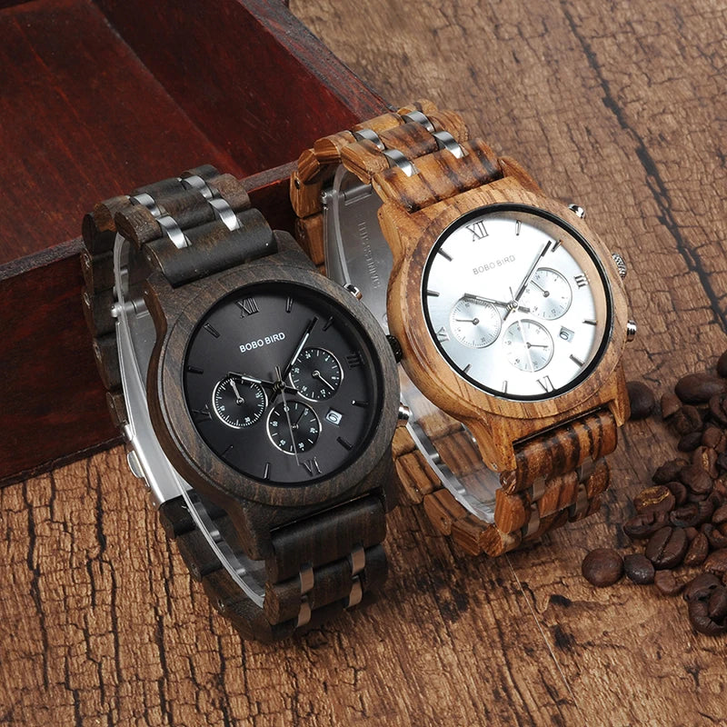 Quickshipment for Quartz Chronograph Couple Watch Wood Custom Wooden Watches OEM