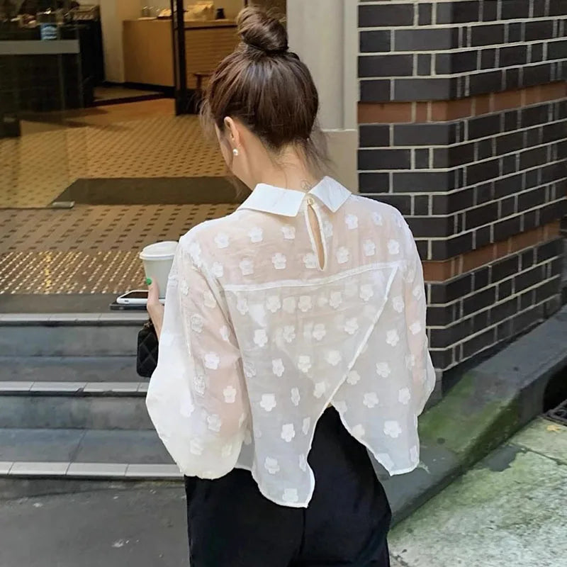 Wholesale 2025 Summer French Gentle Jacquard Small and Popular Design Feel Loose Leisure Versatile Women's Shirts