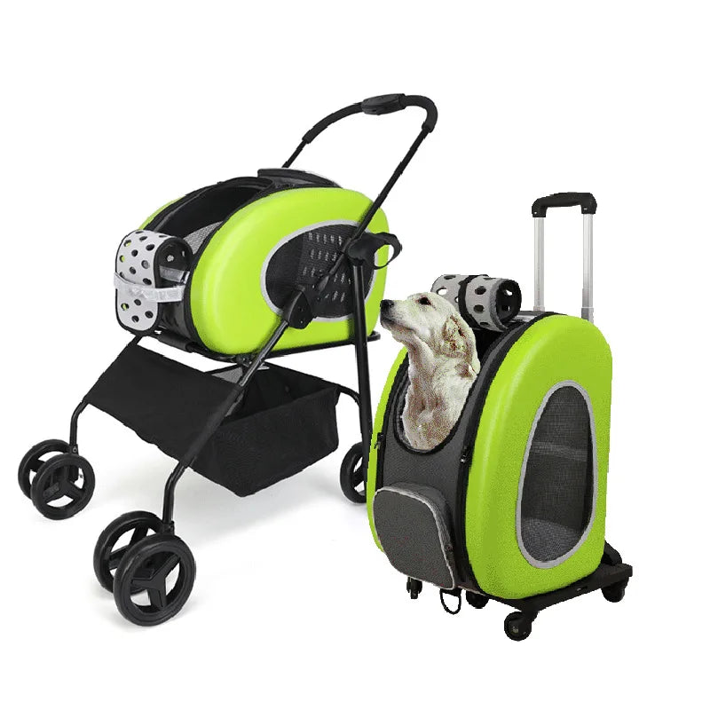JXB Wholesale Lightweight Foldable Adjustable Comfortable 4-Wheel Portable Outdoor Pet Stroller for Cats & Dogs