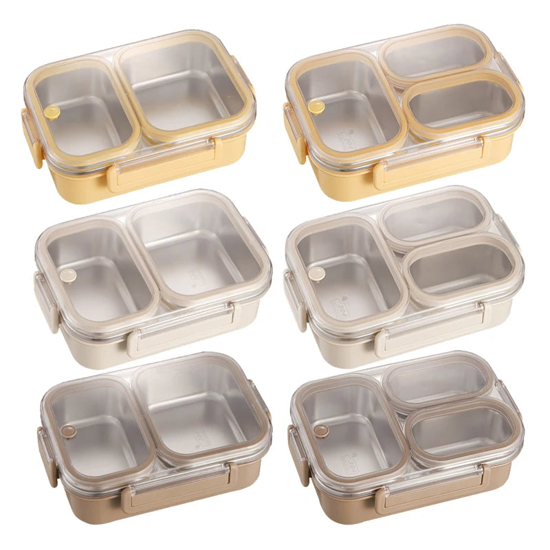 BPA-Free Stainless Steel 3 Compartment Tiffin Lunch Box Leakproof Kids' Food Storage Container for Children's Meals