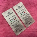 Beige Color Printing QR Code Satin Inside Labelnatural Color Satin Care Label With Scanned QR Design