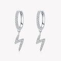Dainty jewelry 925 sterling silver thunder lighting pendant hoop earrings for women