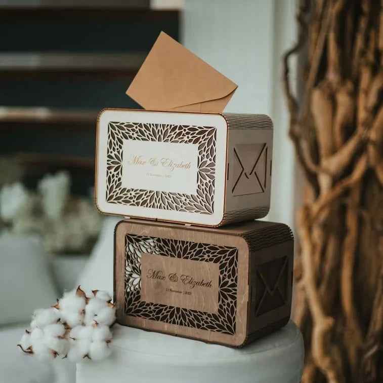 Best Wedding Decoration Ideas for 2025 Custom Personalized Wedding Party Supplies Gift Wooden Cards Box Rectangle