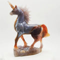 Natural Hand Carved Gemstone Crystal Agate Geode Unicorn Statue Carving for Home Decoration