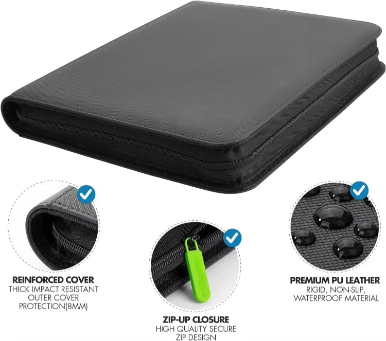 Portable 9-Pocket Baseball Game Trading Card Binder Spot Removable Collector Album with PU Cover Protective Protectors