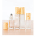Travel Size 5ml 10ml Essential Oils Roller Bottle Clear Frosted Glass Cylinder with Steel Roller and Wood-Look Plastic Lid