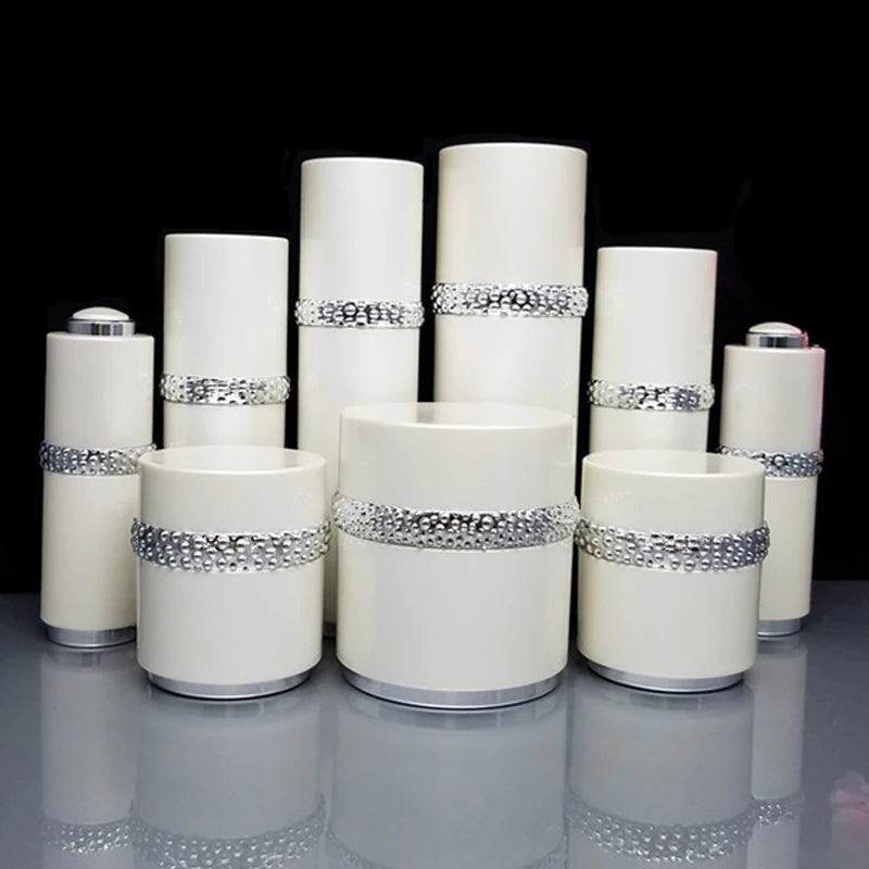 30g 50g 30ml 50ml 100ml in Stock Set White Empty Plastic Lotion Bottle Acrylic Cream Jar Set for Cosmetic Packaging