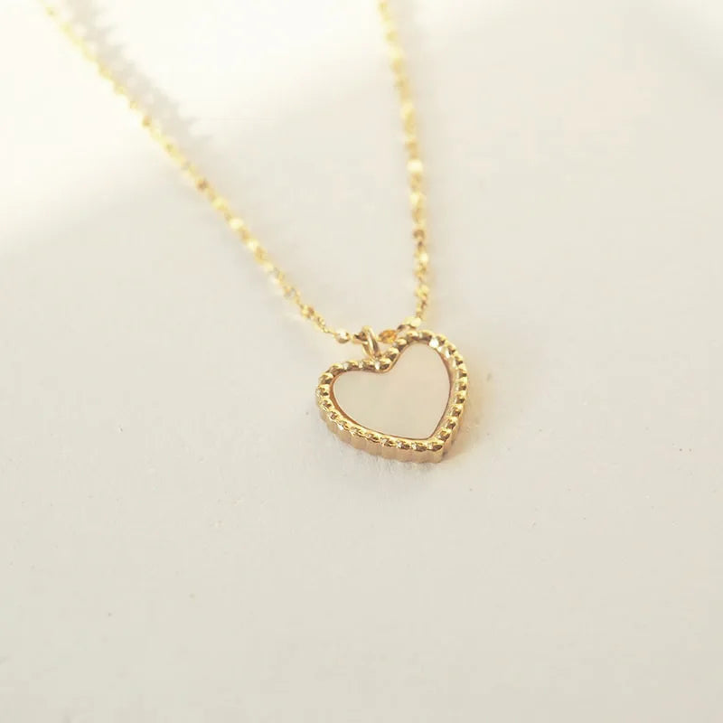 Luxury Collar De Corazon Shell Heart Pendant Necklace Stainless Steel Clavicle Chain Necklace for Girls