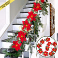 Ornament Christmas Garland Wreath Poinsettia LED Noel Tendances 2025 Artificial Flower String Light Navidad Natal New Year Decor