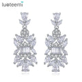 LUOTEEMI Flower Cubic Zirconia Fashion Jewelry Dangling Earing Woman Big Zircon Elegant Bridal Earrings