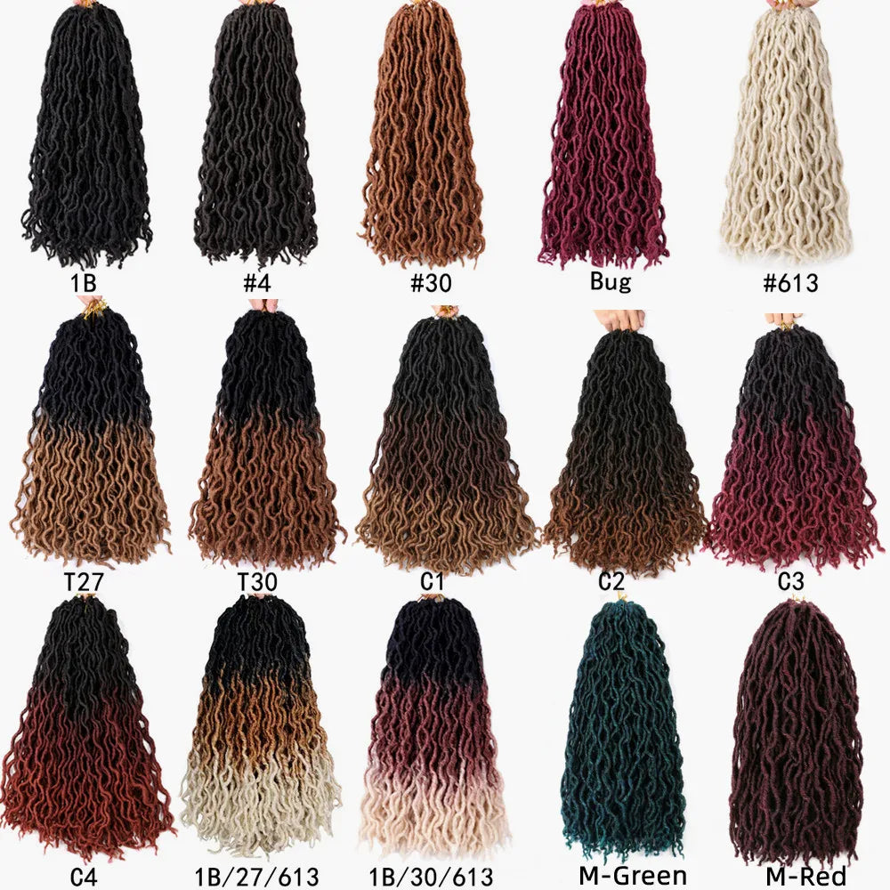 18 Inch 24strands Goddess Faux Locs Crochet Hair Gypsy Loc Hair Extension Wavy Curly Crochet Braid Hair