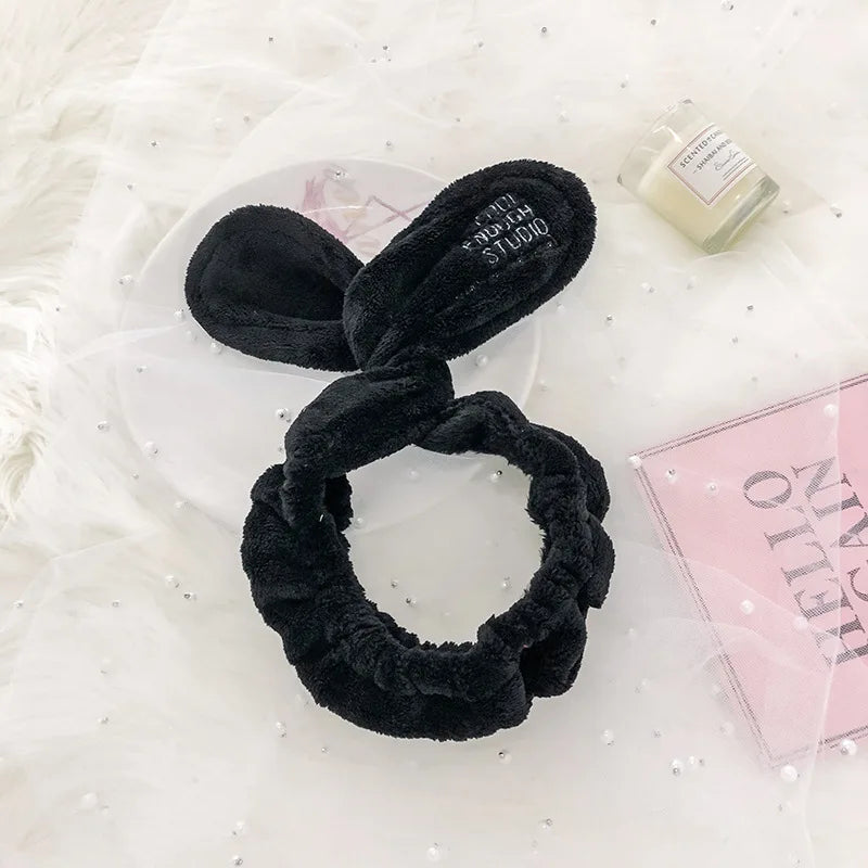 Cute Lovely Twist Plush Bunny Ears Hair Band Makeup Cosmetic Wash Spa Yoga Beauty Headband