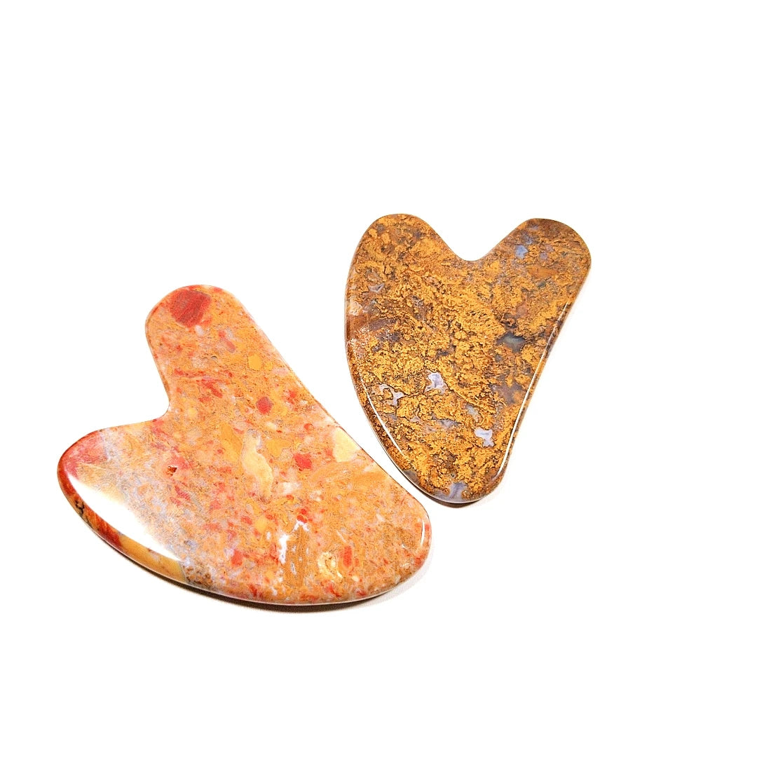 HY Arrival mookaite jasper stone gua sha heart plate scraping massager