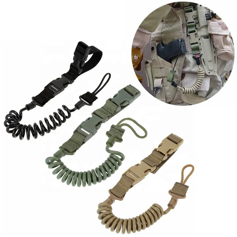Quick Release Multi-functional Tactical Anti-lost Elastic Shooting Hunting Strap Sling Spring Lanyard