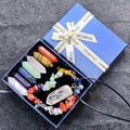 Natural Crystal Jade Hexagonal Column Set Amethyst Double Tip Gravel Chakra Bracelet Original Stone Pendant Combination Gift Box