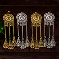 2021 Round Metal Flower Carved Ethnic Indian Earring Jewelry Boho Vintage Big Bells Long Tassel Drop Earrings for Women