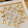 Wholesale 18k Gold Plated Trendy Pearl Drop Pendant Hoop Earrings for Women Jewelry