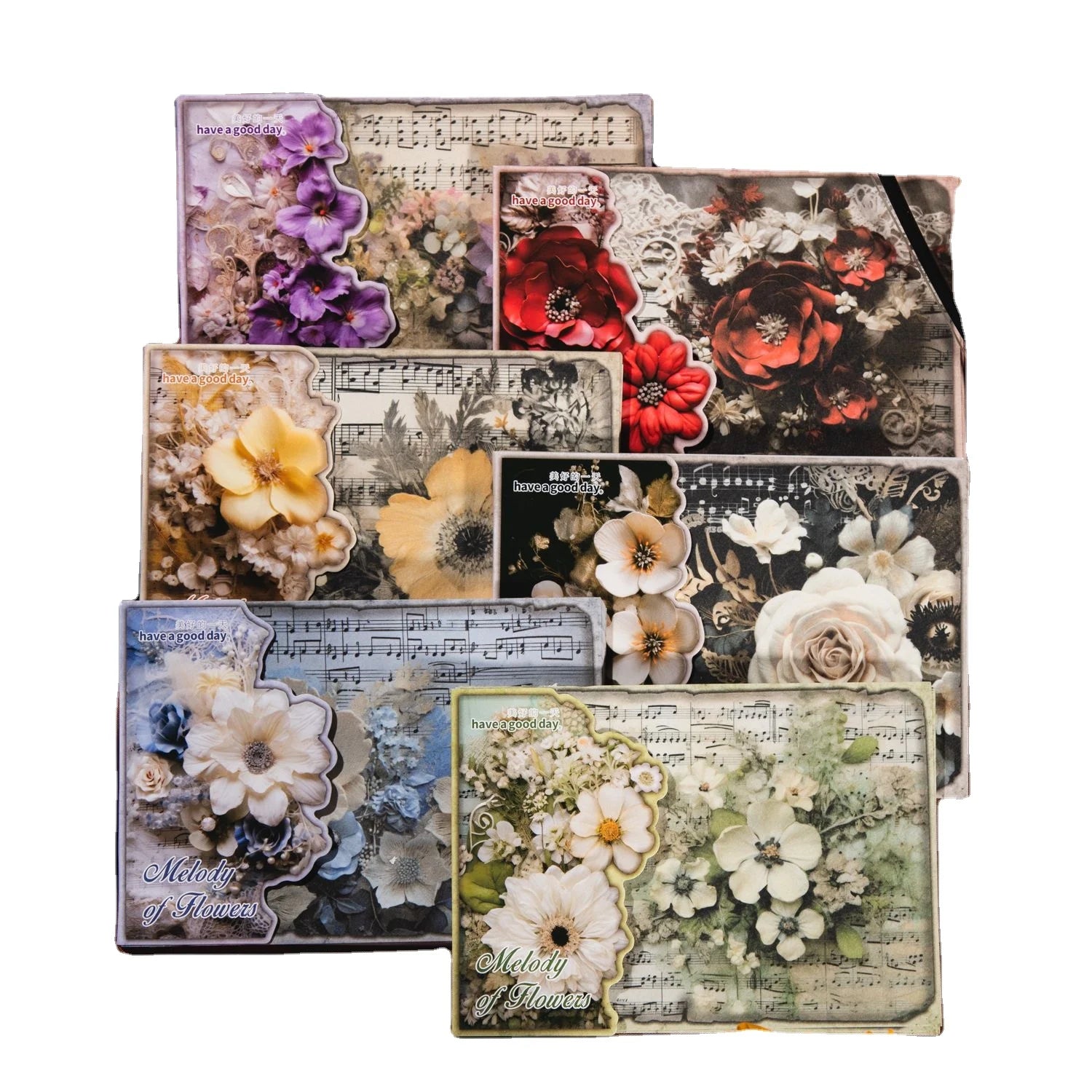 30pcs/pack Flower Melody Series Music Theme Handbook Decoration