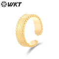 WT-SSR002 French Vintage Stripe Engraved Ring Elegant Gold Plated Texture Ring Gold and Silver Stainless Steel Ring