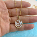 Wholesale Custom Sea Shell Rose Flower Pendant Necklace Women Lover Holiday Anniversary Gifts Jewelry