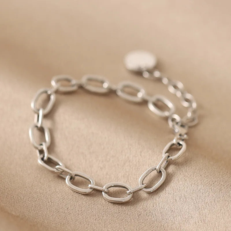 Rainbowking Custom Simple Blank Minimalist Chain Charm Bracelet Trendy 7 Day Women Sterling Silver Sieraden Armband