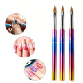 Reverse Insert Lid Design Gradient Rainbow Metal Handle 100% Pure Kolinsky Acrylic Nail Brush Flat &Crimped 3D Brush Size #2~#10