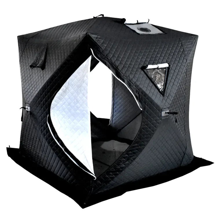 Portable Double Layer Oxford Fabric Sauna Room Tent Pop-up Design Winter Wood Burning Stove Glass Fiber Pole for Two Parties