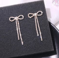 Wholesale Luxury Fashion Girl Woman Brass Material Zircon Rhinestone Long Tassel Earring