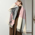 Winter Woman Wool Scarves 2024 Cashmere Warm Woven Plaid Scarf With Fringe Shawl for Ladies
