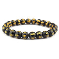 Feng Shui Black Obsidian Wealth Bracelet 8mm Hand Carved Mantra Adjustable Elastic Bead Bracelet for Men Women Attract Wealth