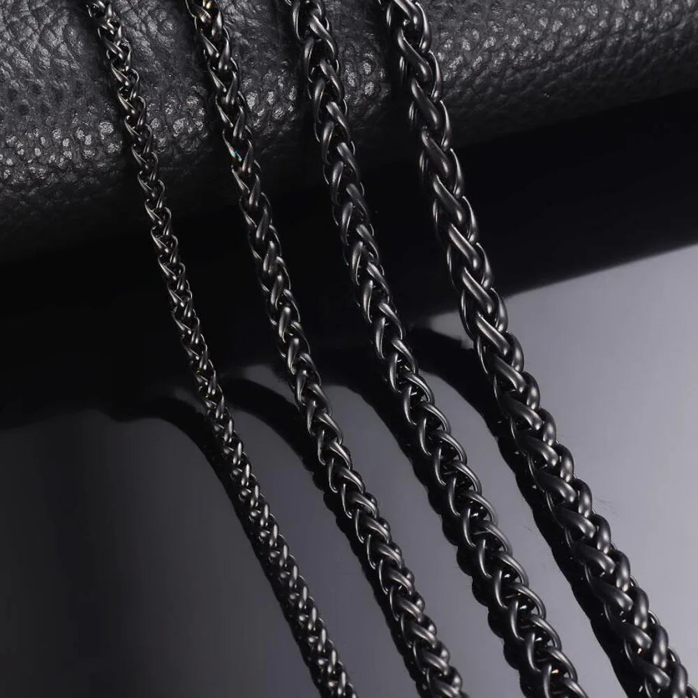 New Men's Stainless Steel Keel Necklace Black Chain Colorless Jewelry Necklace
