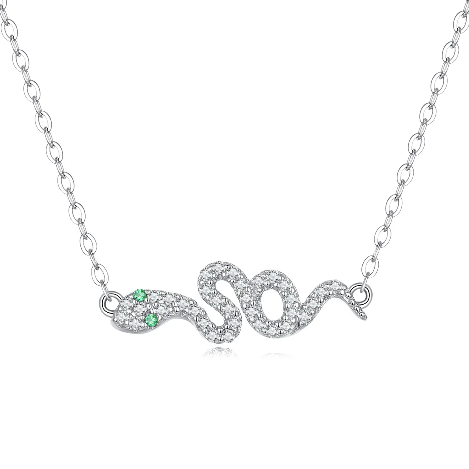 Fashion 925 Sterling Silver Delicate Snake Necklace for Women Viper Clavicle Link Chain TrenFine Jewelry Statement Choker BSN253