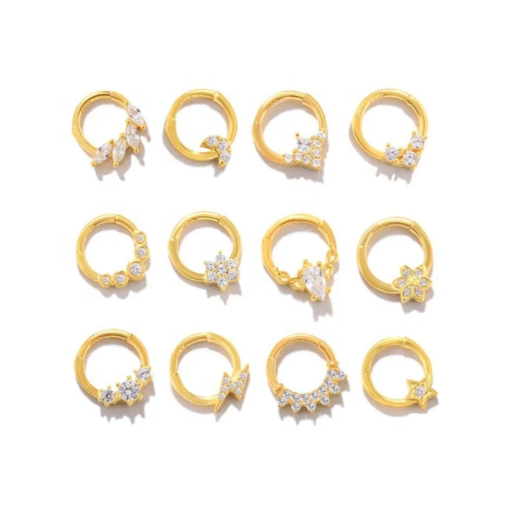 Gaby New Arrive Gold Nose Ring Design 925 Sterling Silver Ring Cartilage Earring Piercing  Fine Jewelry Piercing Jewelry