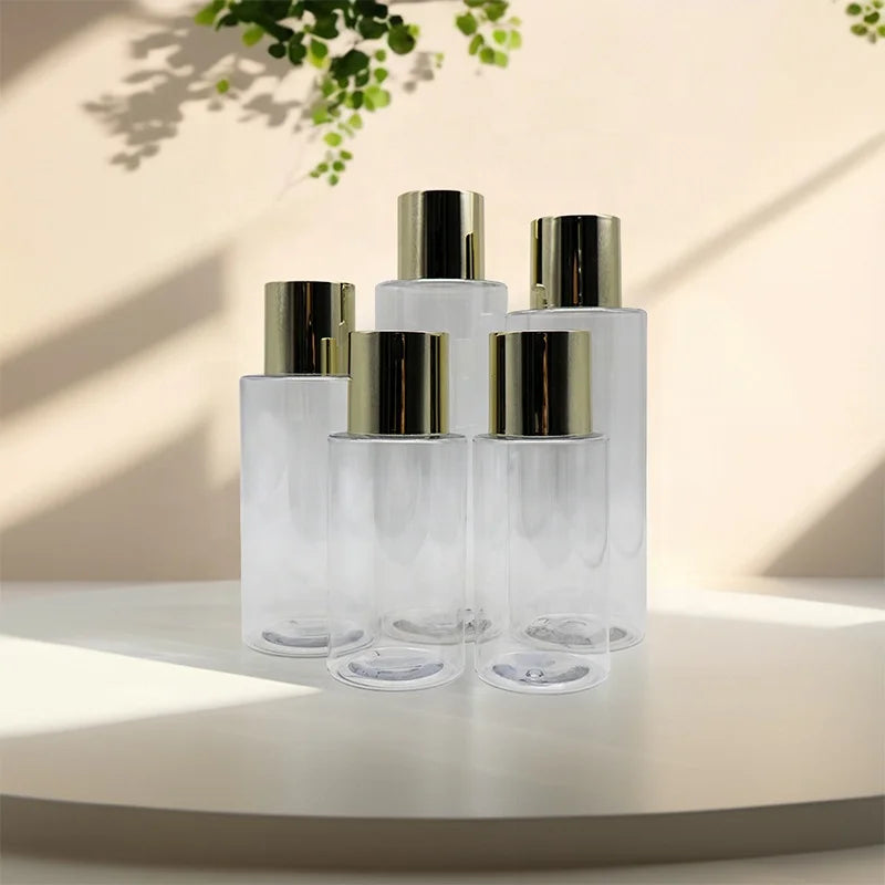 New Product Recyclable PET Plastic Bottles for Cosmetic Lotion Toner Empty Cylinder Type for Shampoo Cream Essential Oils Use