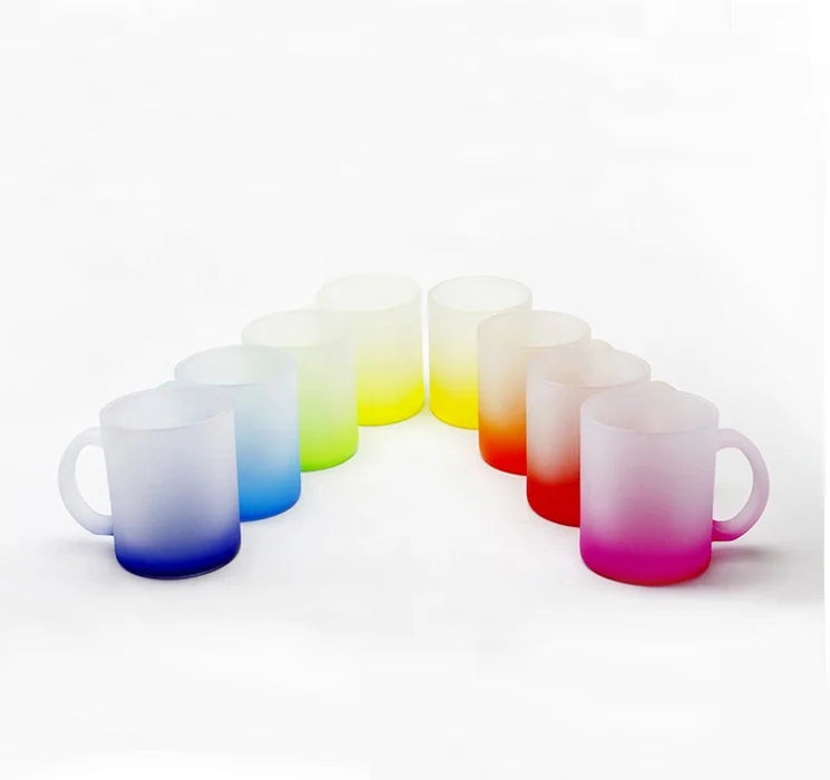 11oz Sublimation Frosted Customize Gradient Glass Mug for Christmas/Diy Crafts Gifts