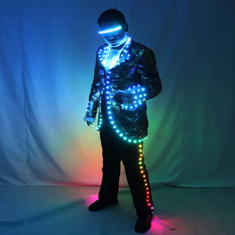 Men's Full-Color Digital LED Court Suit IC Remote Control Tron Jacket for Stage Performance for Bar Hosting Weddings for Adults