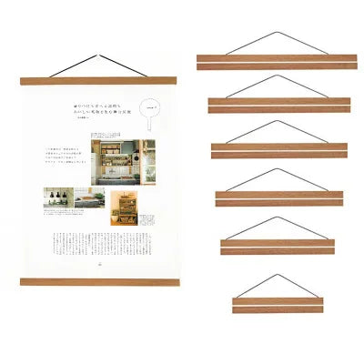 Black White Pine Wood Teak  Magnet Teak Wooden Magnetic Poster Frame Hanger for Wall Decor