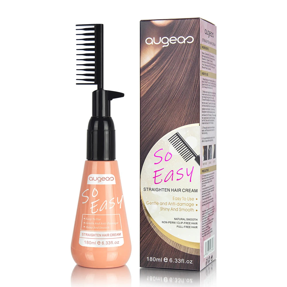 Easy Use Wholesale Augeas Keratin Rebonding Best Hair Straightener Professional Permanent Hair Straightening Cream with Comb